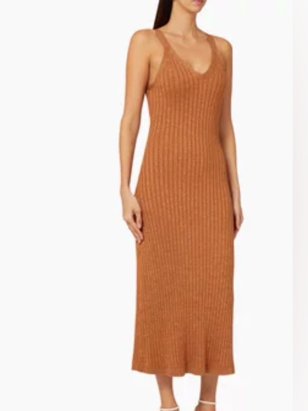 Significant Other Brown / Gold Goldie Sparkly Knit Midi Dress - size 8